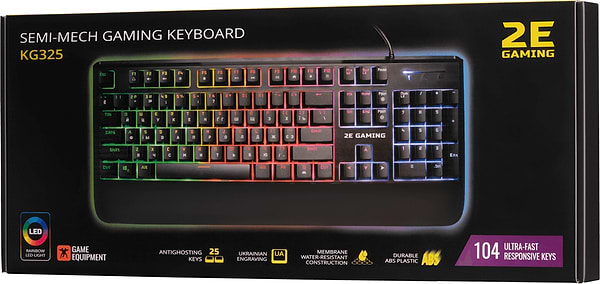 Фото - Клавиатура проводная игровая 2E KG325 LED USB Black Ukr (2E-KG325UB)