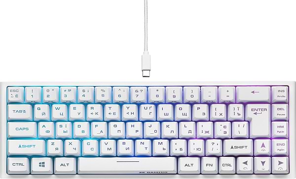 Фото - Клавиатура беспроводная игровая 2E KG360 RGB 68key WL White Ukr (2E-KG360UWT)