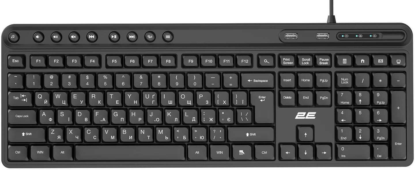 Клавиатура проводная 2E KS1100 (2E-KS1100UB_UA) Black