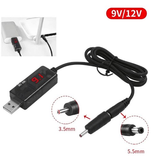 Фото - Кабель USB - DC Kingda USB-A 2.0 To DC 9/12V 5.5mm+3.5x1.35mm (KD-USB-DC9/12)