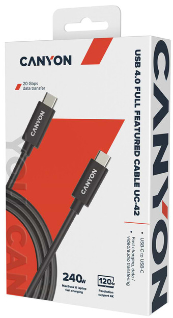 Фото - Кабель Canyon UC-42 Type C to Type C 20G 5A 240W 2m Black (CNS-USBC42B)