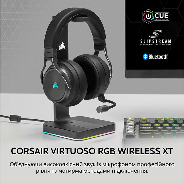 Фото - Гарнитура беспроводная игровая Corsair Virtuoso RGB Wireless XT Black (CA-9011188-EU)