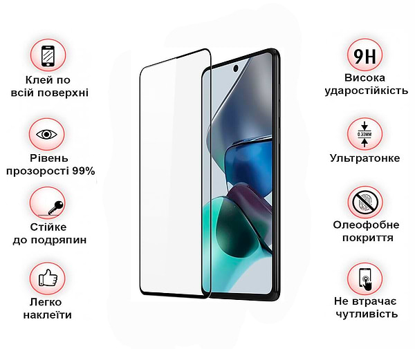 Фото - Защитное стекло для смартфона BeCover for Motorola Moto E32s Black (709733)