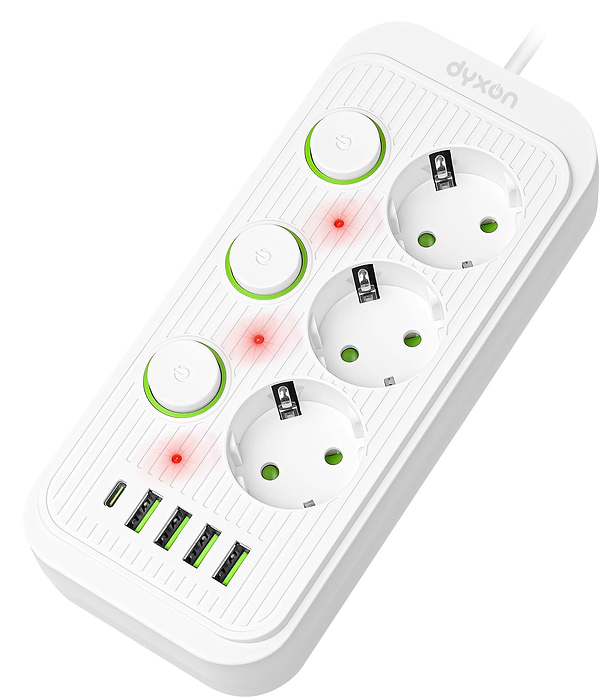 Фото - Сетевой фильтр Dyxon 3+4 USB-A+USB-C (PD)+3 Power switch 2m White (DXN-MFP-34PD2MW)