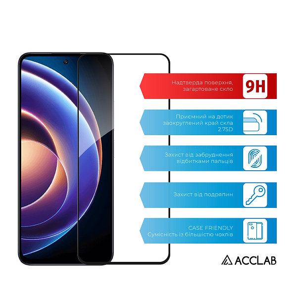 Фото - Защитное стекло для смартфона ACCLAB Full Glue for Xiaomi Redmi Note 12R Black (1283126589836)