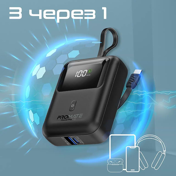 Фото - Батарея мобільна Promate 10000mAh (powerpod-10.black)