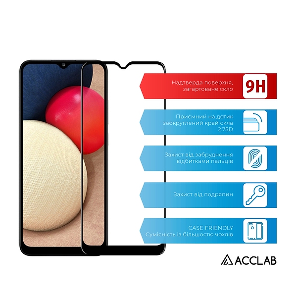 Фото - Защитное стекло для смартфона ACCLAB Full Glue for Samsung A02s Black (1283126509612)
