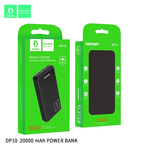 Фото - Батарея мобільна Denmen DP10 20000mAh Black (DP10-BK)