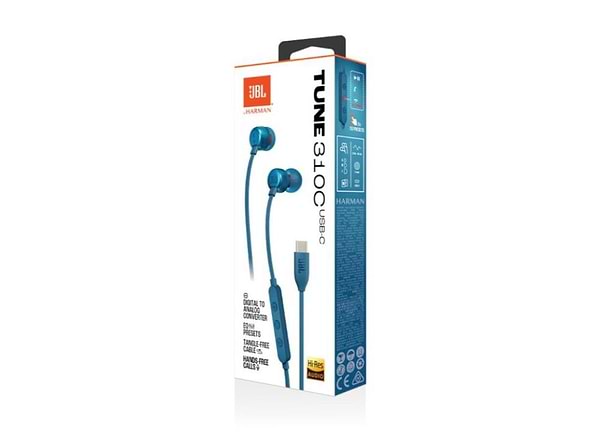 Фото - Навушники вкладиші дротові JBL Tune 310C USB-C Blue (JBLT310CBLU)
