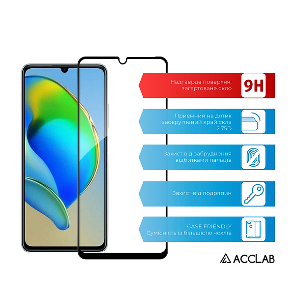 Фото - Захисне скло для смартфону ACCLAB Full Glue for ZTE Blade A72S Black (1283126575792)