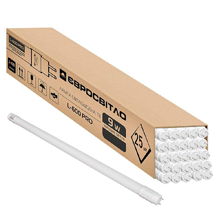 Лампочка світлодіодна Євросвітло PRO 9Вт 6400K L-600 T8 G13 25 шт. (000059480)