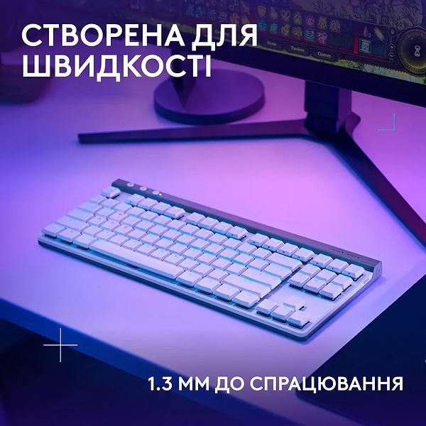 Фото - Клавіатура бездротова ігрова Logitech G515 Lightspeed TKL White (920-012539)