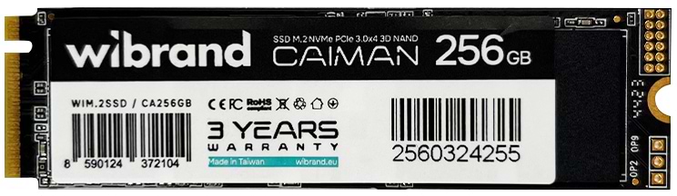 SSD-накопитель внутренний Wibrand Caiman 256GB NVMe 2280 PCIe 3.0 3D NAND (WIM.2SSD/CA256GB)