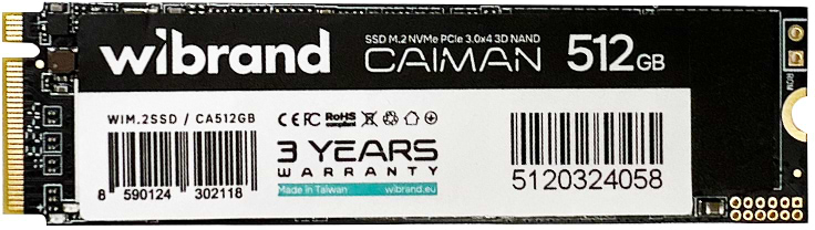 SSD-накопичувач внутрішній Wibrand Caiman 512GB NVMe 2280 PCIe 3.0 3D NAND (WIM.2SSD/CA512GB)