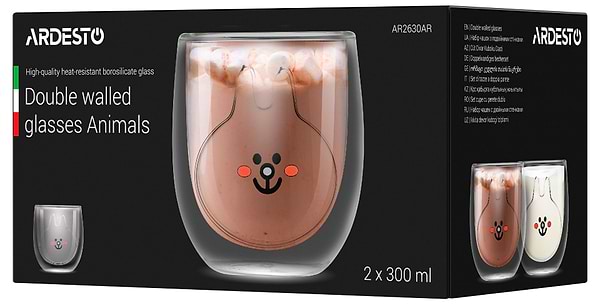 Фото - Набір склянок з подвійними стінками Ardesto Animals 300 мл 2 шт. (AR2630AR)