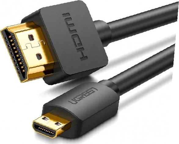 Фото - Кабель HDMI UGREEN HD127 microHDMI to HDMI, 2 m, v2.0 UltraHD 4K-3D Black (30103)