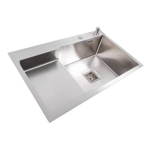 Фото - Мойка кухонная Platinum 78x50С R нержавейка Handmade (углубленная полка, 3.0/1.0 мм)