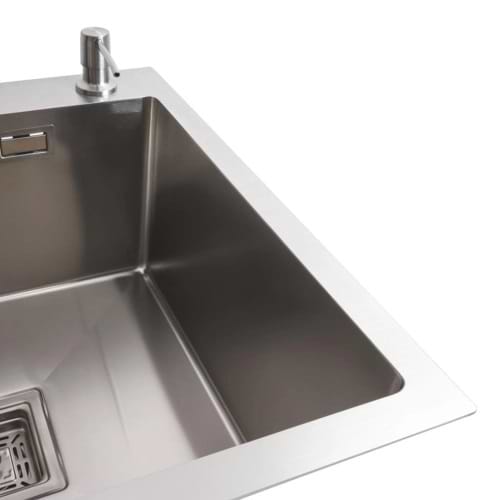 Фото - Мойка кухонная Platinum 78x50С R нержавейка Handmade (углубленная полка, 3.0/1.0 мм)