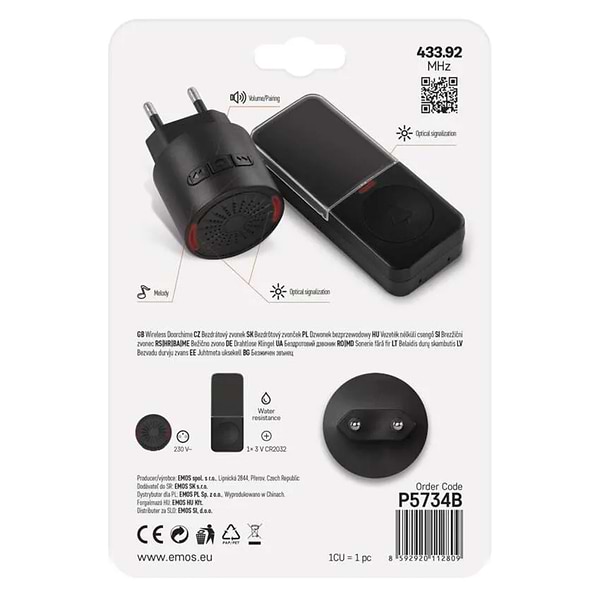 Фото - Бездротовий дверний дзвінок EMOS P5734B