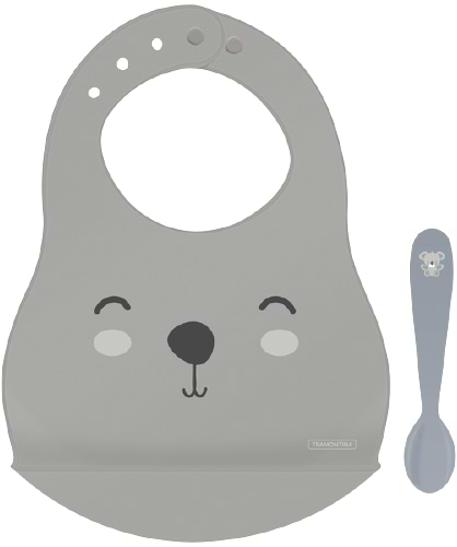 Фото - Детская ложечка Tramontina Baby Le Petit набор 2 пр. (слюнявчик + ложка) Gray (23797/604)