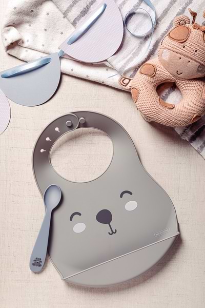 Фото - Детская ложечка Tramontina Baby Le Petit набор 2 пр. (слюнявчик + ложка) Gray (23797/604)