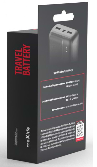 Фото - Уцінка - Батарея мобільна Maxlife Power bank MXPB-02 30000 mAh Black