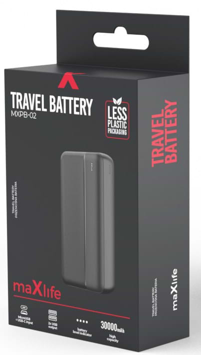 Фото - Уцінка - Батарея мобільна Maxlife Power bank MXPB-02 30000 mAh Black