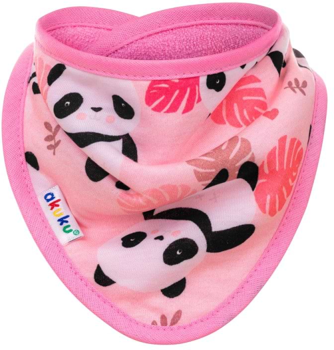Нагрудник тканинний Akuku Панда рожевий (A1511)