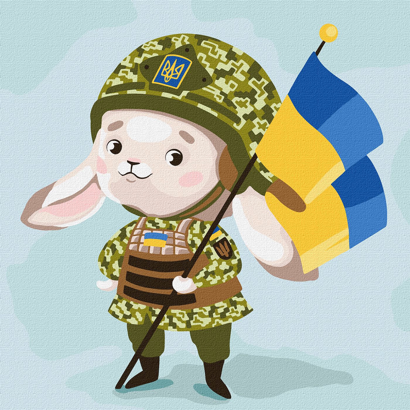 Картина по номерам Ideyka "Зайчик – защитник" 30х30 см (KHO2402)