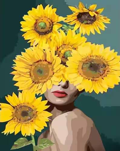 Фото - Картина по номерам Strateg Подсолнухи на голове 40х50 см (GS1329)