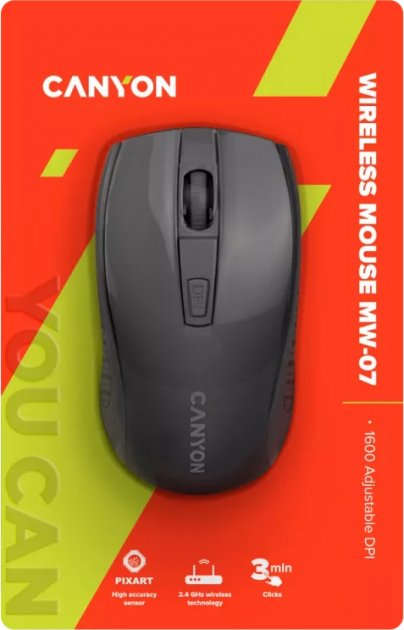 Фото - Уцінка - Миша бездротова Canyon MW-7 Wireless Black (CNE-CMSW07B)