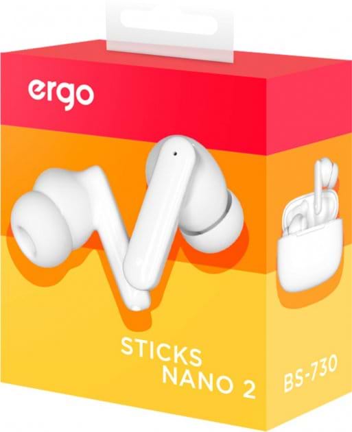 Фото - Наушники вкладыши беспроводные TWS Ergo BS-730 Sticks Nano 2 White