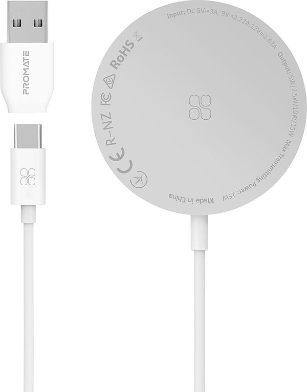 Фото - Бездротовий зарядний пристрій Promate Auramag-15w.silver