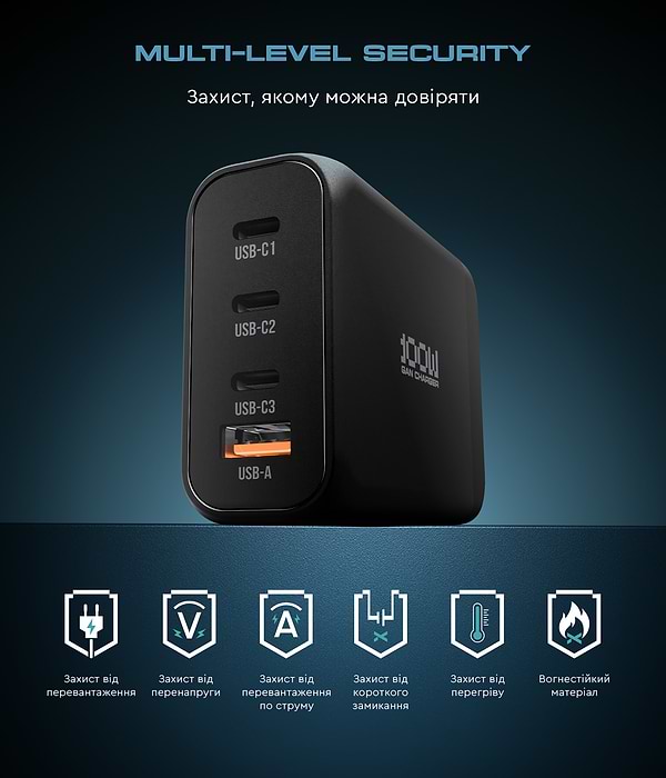 Фото - Сетевое зарядное устройство Armorstandart Resolute Power ARP-131 100W GaN Black (ARM70024)