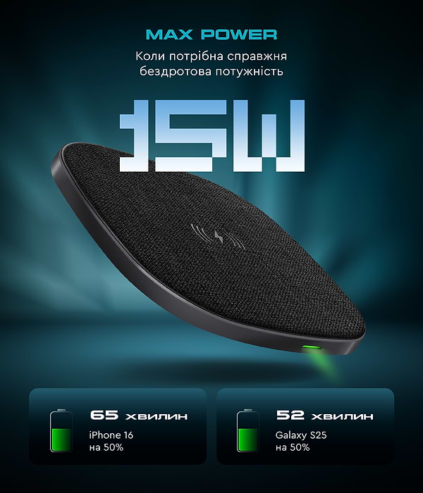 Фото - Беспроводное зарядное устройство Armorstandart Resolute Power AWC-44 Square 15W Black (ARM73178)