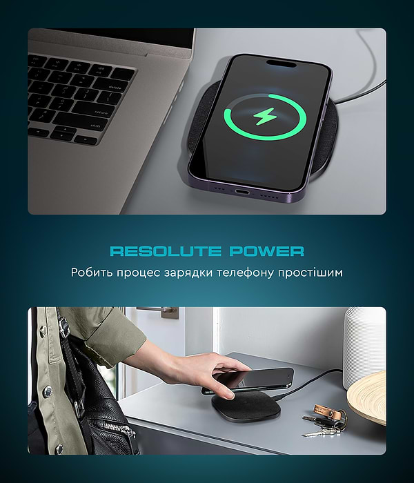 Фото - Беспроводное зарядное устройство Armorstandart Resolute Power AWC-44 Square 15W Black (ARM73178)