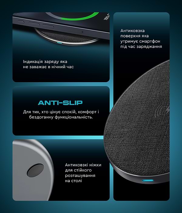 Фото - Бездротовий зарядний пристрій Armorstandart Resolute Power AWC-47 Round 15W Black (ARM73179)