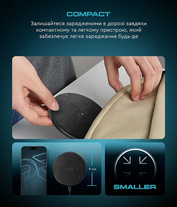 Фото - Бездротовий зарядний пристрій Armorstandart Resolute Power AWC-47 Round 15W Black (ARM73179)