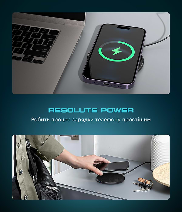 Фото - Бездротовий зарядний пристрій Armorstandart Resolute Power AWC-47 Round 15W Black (ARM73179)