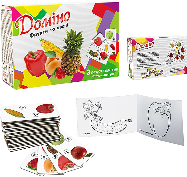Фото - Настольная игра (3-4 года) Strateg домино "Фрукты и овощи" (30764)