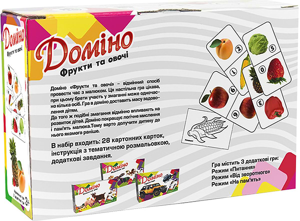 Фото - Настольная игра (3-4 года) Strateg домино "Фрукты и овощи" (30764)