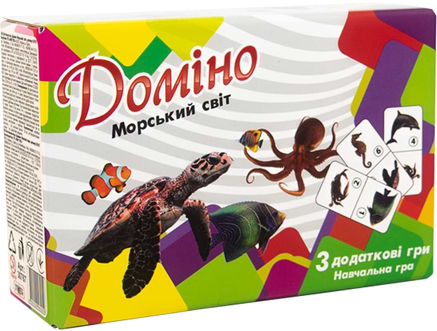 Настільна гра класична (3-4 роки) Strateg доміно "Морський світ" (30767) - Фото 1
