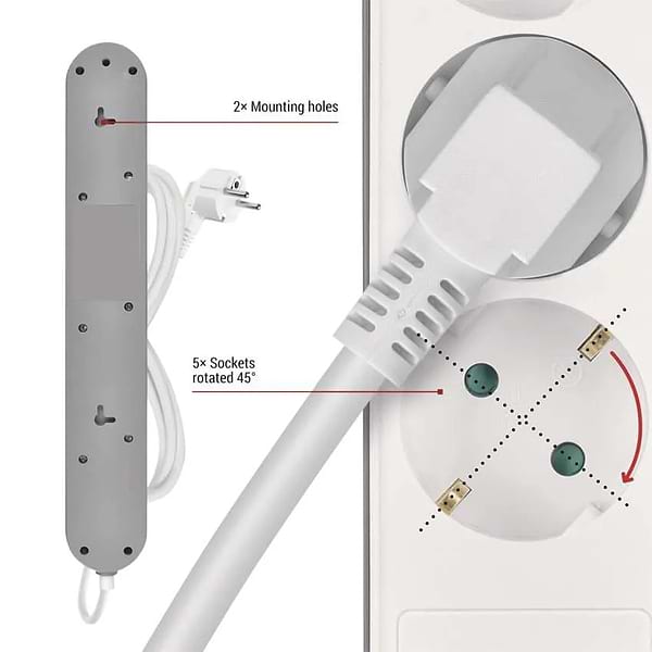 Фото - Удлинитель 220В EMOS P1523FC 5розетки 3м. 1xUSB-A+1xUSB-C