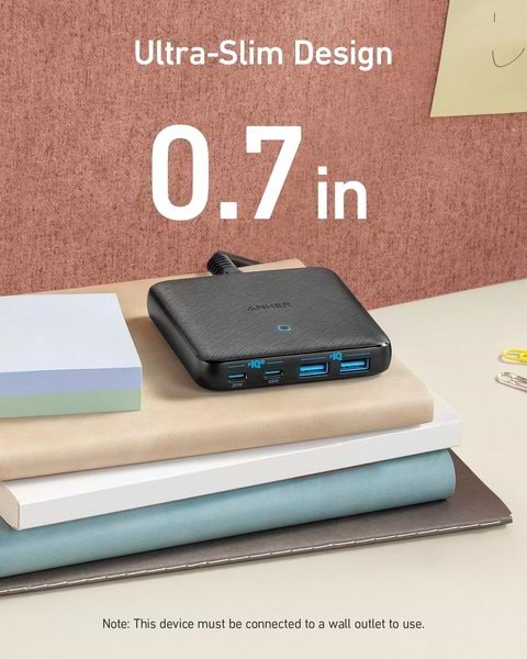 Фото - Мережевий зарядний пристрій Anker PowerPort 543 Atom III Slim 4 65W 2&2xUSB-C PIQ3.0 (A2046G12)
