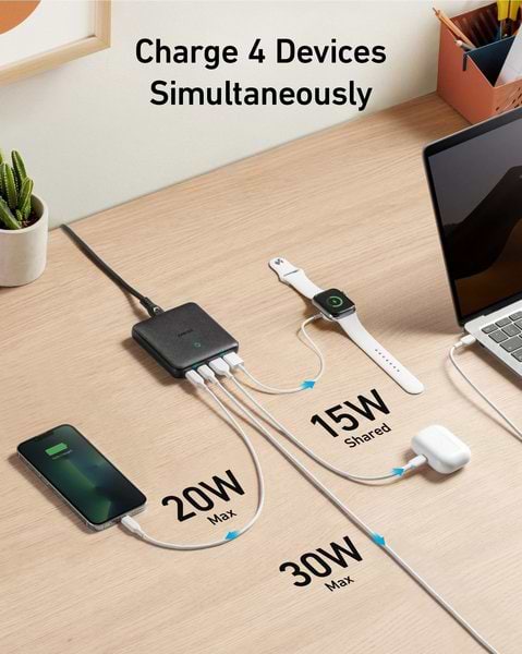 Фото - Мережевий зарядний пристрій Anker PowerPort 543 Atom III Slim 4 65W 2&2xUSB-C PIQ3.0 (A2046G12)
