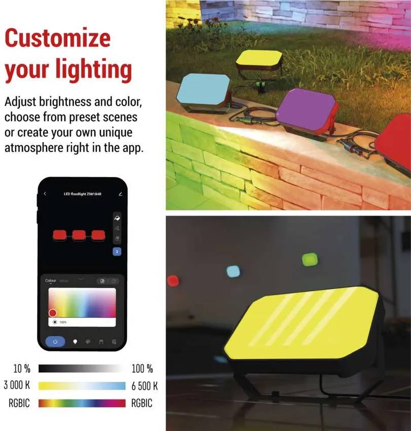 Фото - Светодиодный прожектор EMOS ZIW184R, комплект 3 шт, 14Вт, RGBIC, WIFI