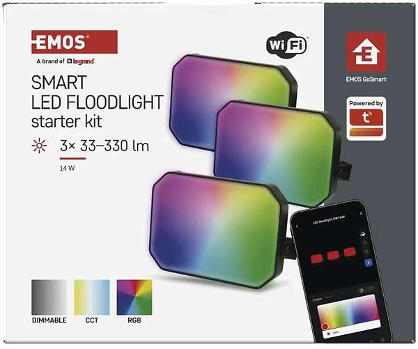 Фото - Светодиодный прожектор EMOS ZIW184R, комплект 3 шт, 14Вт, RGBIC, WIFI