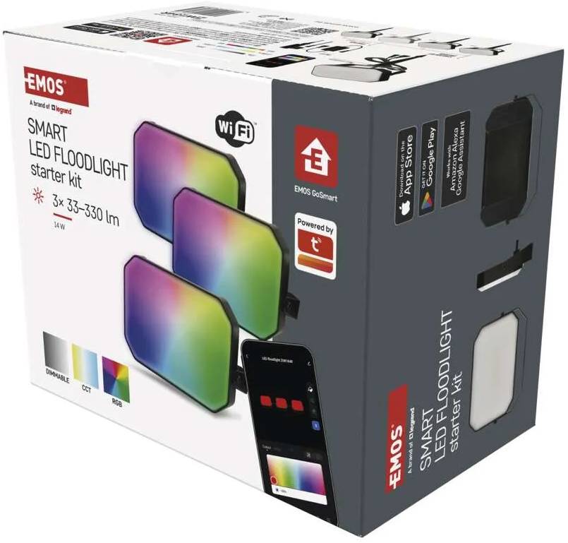 Фото - Светодиодный прожектор EMOS ZIW184R, комплект 3 шт, 14Вт, RGBIC, WIFI
