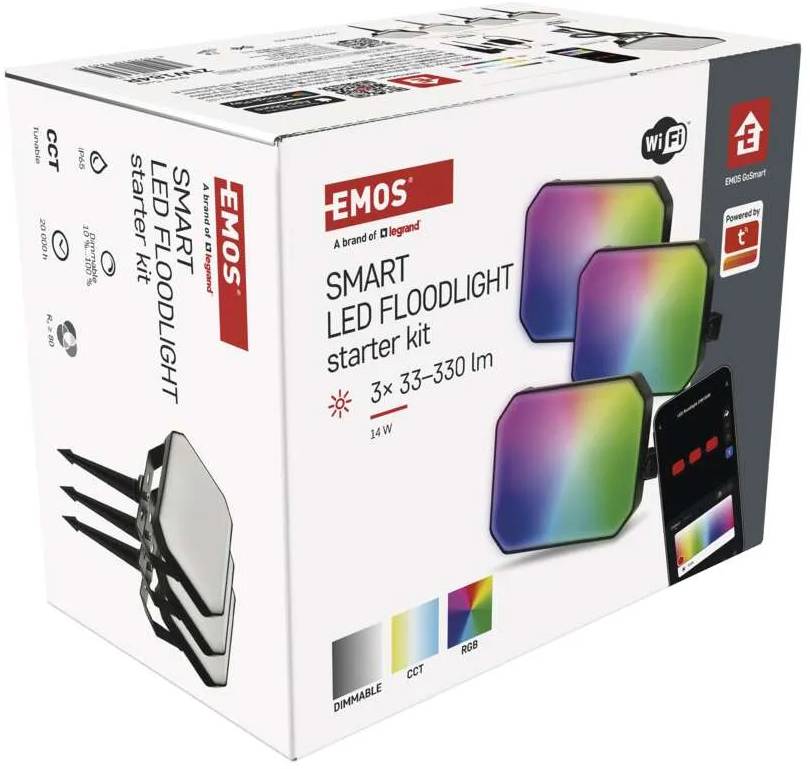 Фото - Светодиодный прожектор EMOS ZIW184R, комплект 3 шт, 14Вт, RGBIC, WIFI