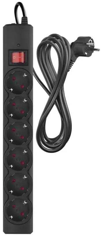 Сетевой фильтр EMOS P54219, 6 розетки, 3м. 10A 2300Вт черный